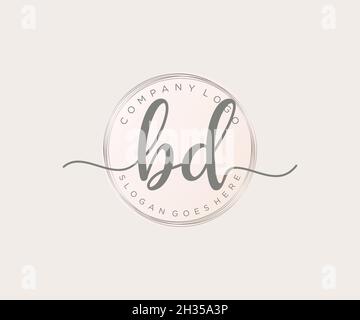 Logo BD féminin.Utilisable pour les logos nature, salon, Spa, cosmétique et Beauté.Elément de modèle de logo Flat Vector. Illustration de Vecteur