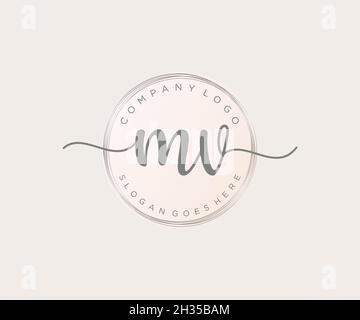 Logo MV féminin.Utilisable pour les logos nature, salon, Spa, cosmétique et Beauté.Elément de modèle de logo Flat Vector. Illustration de Vecteur