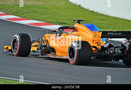 Stoffel Vandoorne-McLaren dans l'entraînement pré-saison du circuit Barcelone Catalunya, 2018, Espagne Banque D'Images