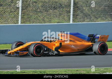 Stoffel Vandoorne-McLaren dans l'entraînement pré-saison du circuit Barcelone Catalunya, 2018, Espagne Banque D'Images