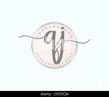 Logo QJ féminin.Utilisable pour les logos nature, salon, Spa, cosmétique et Beauté.Elément de modèle de logo Flat Vector. Illustration de Vecteur