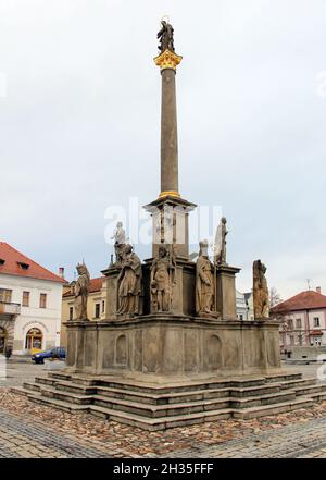 La colonne Marian à la place Masaryk, Stribro, République tchèque Banque D'Images