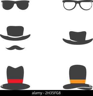 Modèle vectoriel d'icône représentant un chapeau et une moustache pour gentleman Illustration de Vecteur