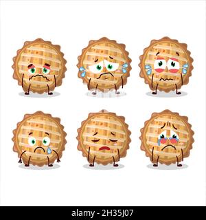 Personnage de dessin animé pêche à la tarte avec une triste expression.Illustration vectorielle Illustration de Vecteur