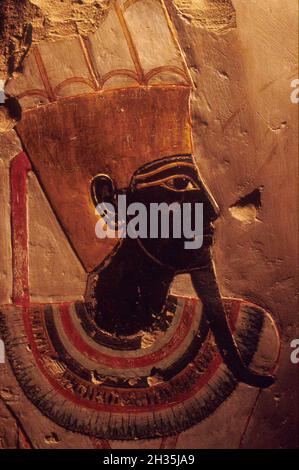 Dieu Amun-min du temple de la Thumose III, Musée de Louxor, Louxor, Égypte Banque D'Images