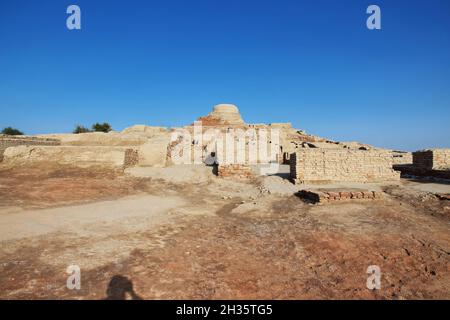 Mohenjo daro ruines près de la rivière Indus dans le district de Larkana, Sindh, Pakistan Banque D'Images