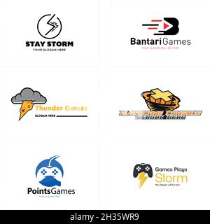 Design du logo B initial de l'icône de jeu Power Lightning Stick moderne Illustration de Vecteur