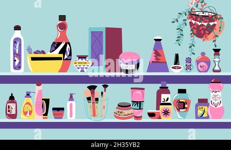 Cosmétiques et produits d'hygiène pour les soins de la peau Vector Illustration de Vecteur