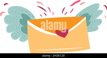 Enveloppe scellée avec un signe coeur, lettres d'amour Illustration de Vecteur