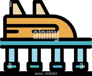 Icône en forme de montagnes russes.Contour rouleau de fusée vecteur icône couleur plat isolé Illustration de Vecteur