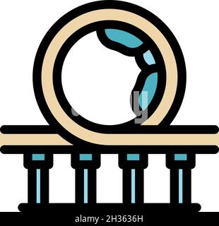 Icône de piste de montagnes russes.Contour galet coaster piste vecteur icône couleur plat isolé Illustration de Vecteur