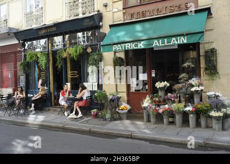 FRANCE.PARIS (75) 4ÈME ARRONDISSEMENT.ILE SAINT-LOUIS.PATRICK ALLAIN FLEURISTE Banque D'Images