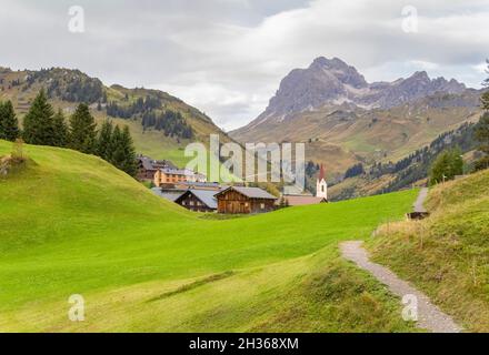 Paysage idyllique autour de Warth, une municipalité dans le quartier de Bregenz dans l'état autrichien du Vorarlberg Banque D'Images