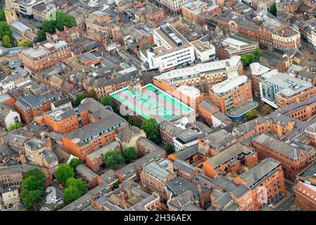 Image aérienne de Lace Market Nottingham City, Notinghamshire Angleterre Royaume-Uni Banque D'Images