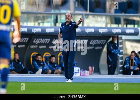 Stade Marcantonio Bentegodi, Vérone, Italie, 24 octobre 2021,Maurizio Sarri (entraîneur-chef SS Lazio) pendant Hellas Verona FC vs SS Lazio - Italien f Banque D'Images