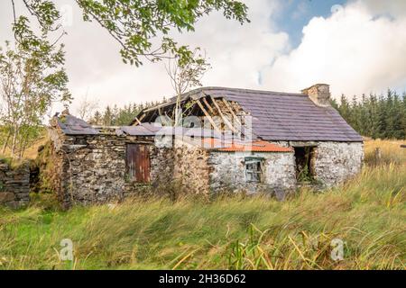 Derelict cottage à Croaghnageer dans le comté de Donegal - Irlande. Banque D'Images