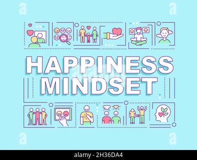 Bannière de concepts de mot de mentalité de bonheur Illustration de Vecteur