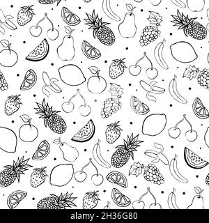 Motif fruit dans un style doodle.Illustration vectorielle du dessin à la main Illustration de Vecteur