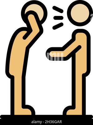 Deux hommes toussent icône.Contour deux hommes toussent vecteur icône couleur plat isolé Illustration de Vecteur