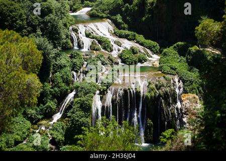 Cascate delle Marmore cascades, Marmore, Nera River, Terni, Ombrie,Italie, Europe Banque D'Images