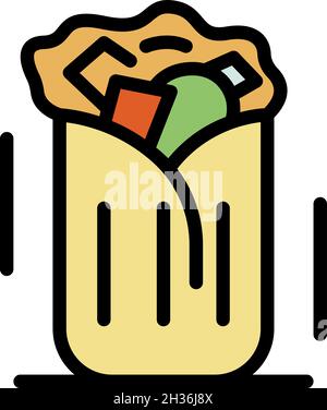 Icône du sandwich Shawarma.Contour shawarma sandwich vecteur icône couleur plat isolé Illustration de Vecteur