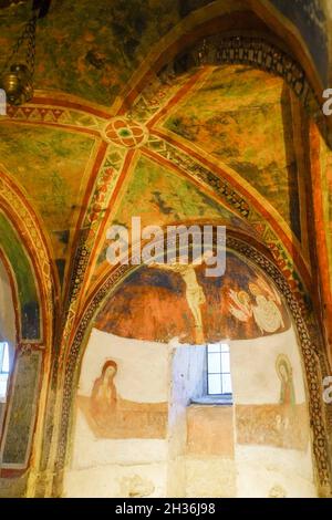 Patrimoine mondial de l'UNESCO, Basilique de San Ponziano, crypte, fresques, Spoleto, Ombrie,Italie, Europe Banque D'Images