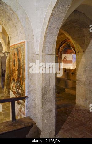 Basilique de San Ponziano, crypte, fresques, Spoleto, Ombrie,Italie, Europe Banque D'Images