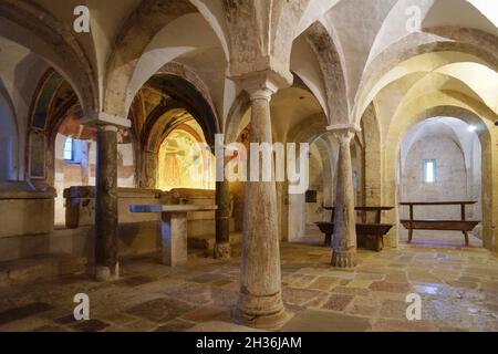 Basilique de San Ponziano, crypte, fresques, Spoleto, Ombrie,Italie, Europe Banque D'Images