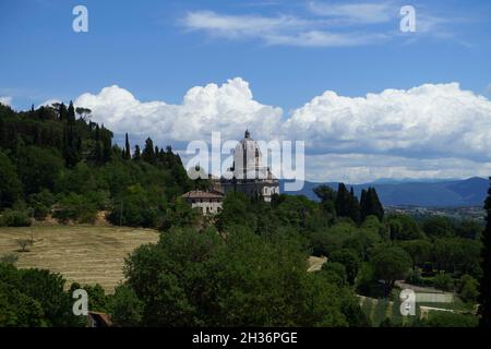 Vue sur le temple de Sainte Marie de consolation, Paysage, Todi, Ombrie, Italie,Europe Banque D'Images