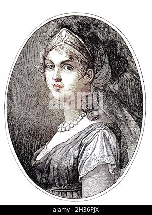 Duchesse Louise de Mecklembourg-Strelitz, Luise Auguste Wilhelmine Amalie, 10 mars 1776 - 19 juillet 1810, était reine consort de Prusse comme épouse du roi Frederick William III., Allemagne / Herzogin Louise von Mecklembourg-Strelitz, Luise Auguste Wilhelmine Amalie, 10.Maerz 1776 - 19.Juli 1810, war als Ehefrau von Koenig Friedrich Wilhelm III die deutsche Koenigingemahlin von Preussen, Historisch, historique, numérique reproduction améliorée d'un original du 19ème siècle / digitale Reproduktion einer Originalvorlage aus dem 19.Jahrhundert, Koloriert, Kolorierung, koloriert, handkoloriert Banque D'Images