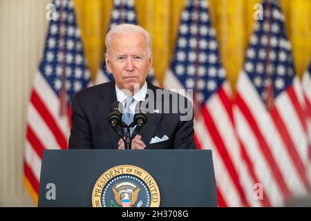 WASHINGTON DC, États-Unis - 16 août 2021 - le président des États-Unis Joe Biden prononce un discours sur la situation en Afghanistan, après le widral des États-Unis et d'autres pays membres de l'OTAN Banque D'Images