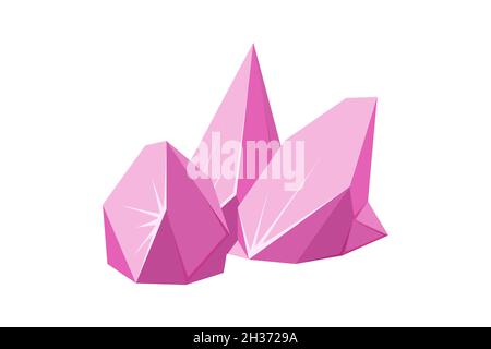 Cristaux brisés en morceaux. Cristaux de rubis brisés. Pierres gemmes cassées ou roches roses. Illustration vectorielle de style dessin animé Illustration de Vecteur