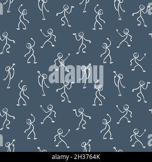 Chiffres abstraits en bâton dessinés à la main motif sans couture.Les dansants dansent l'arrière-plan.Illustration vectorielle. Illustration de Vecteur