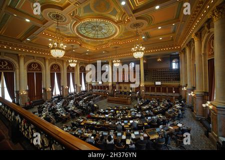 DES MOINES, ÉTATS-UNIS - 28 avril 2016 : vue intérieure du bâtiment du capitole de l'État des Moines, États-Unis Banque D'Images