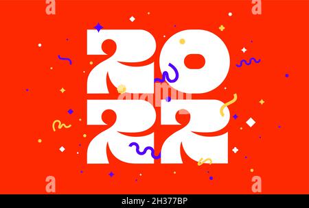 2022, Bonne Année.Carte de vœux avec inscription bonne année 2022.Style géométrique lumineux pour le nouvel an 2022.Arrière-plan des fêtes, bannière, affiche.Illustration vectorielle Illustration de Vecteur