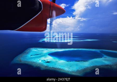 MALDIVES, ATOLL ARI, ÎLE DHONI MIGHILI Banque D'Images