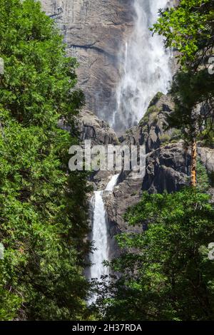 Cascades de Yosemite pendant une belle journée d'été Banque D'Images