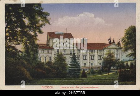 Theatre von der Johannesstraße, Giessen, Hessen, Deutschland, Ansicht von CA 1910, digitale Reproduktion einer gemeinfreien Postkarte Banque D'Images