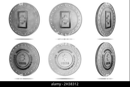 Thêta Network symbole crypto-monnaie pièce d'or isolée sur fond vert d'écran.Illustration du concept abstrait. Banque D'Images