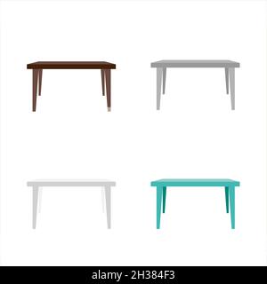 Illustration vectorielle.Table simple.Quantitatif, vert, gris, blanc.Quatre objets sur fond blanc. Illustration de Vecteur