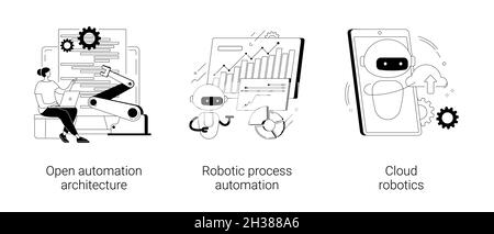 Illustrations vectorielles de concepts abstraits de logiciels basés sur l'IA. Illustration de Vecteur