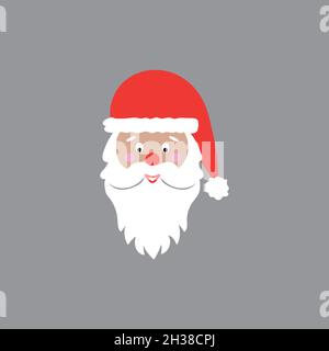 Icône vecteur coloré du Père Noël.Face du Père Noël plate.Modèle de carte de Noël. Illustration de Vecteur