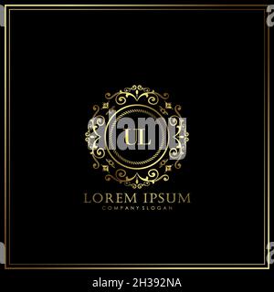 Modèle de logo UL initial lettre Luxury dans les illustrations vectorielles pour les restaurants, les royalties, les boutiques, les cafés, les hôtels,Heraldic, bijoux, mode et autres vecteurs illus Illustration de Vecteur