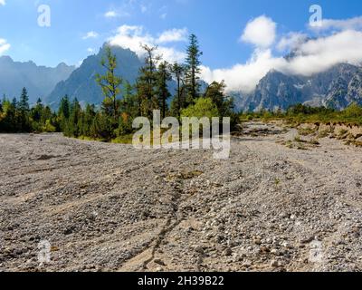 Wimbachgries à Wimbachtal, Alpes de Berchtesgaden, Parc National de Berchtesgaden, Ramsau, Berchtesgadener Land,Haute-Bavière, Bavière, Allemagne Banque D'Images