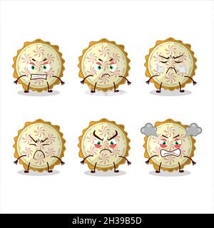 Personnage de dessin animé citron meringue avec diverses expressions en colère.Illustration vectorielle Illustration de Vecteur