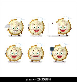 Personnage de dessin animé de tarte au citron meringue avec diverses émoticônes de chef.Illustration vectorielle Illustration de Vecteur