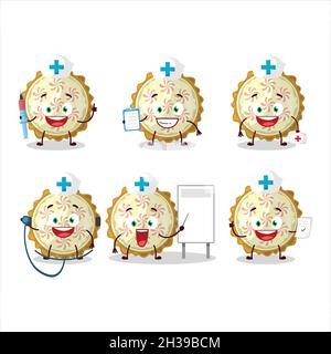 Médecin de profession émoticône avec le personnage de dessin animé de tarte au citron meringue.Illustration vectorielle Illustration de Vecteur