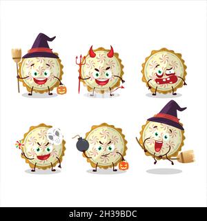 Émoticônes d'expression d'Halloween avec personnage de dessin animé de tarte au citron meringue.Illustration vectorielle Illustration de Vecteur