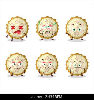 Personnage de dessin animé de tarte à la meringue au citron avec expression de corde.Illustration vectorielle Illustration de Vecteur