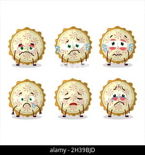 Personnage de dessin animé de tarte à la meringue au citron avec une triste expression.Illustration vectorielle Illustration de Vecteur